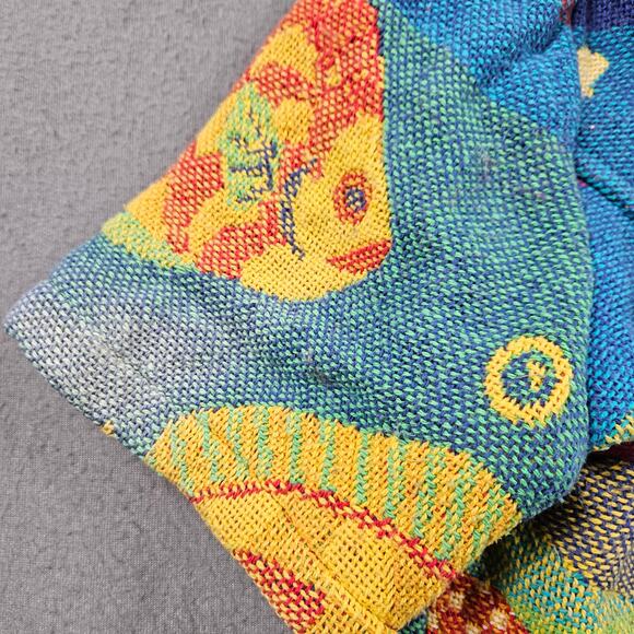 Vintage Aquarium Tapestry Jacket Top Chunky Closed Knit Fish Size M Crop Art - Picture 4 of 8